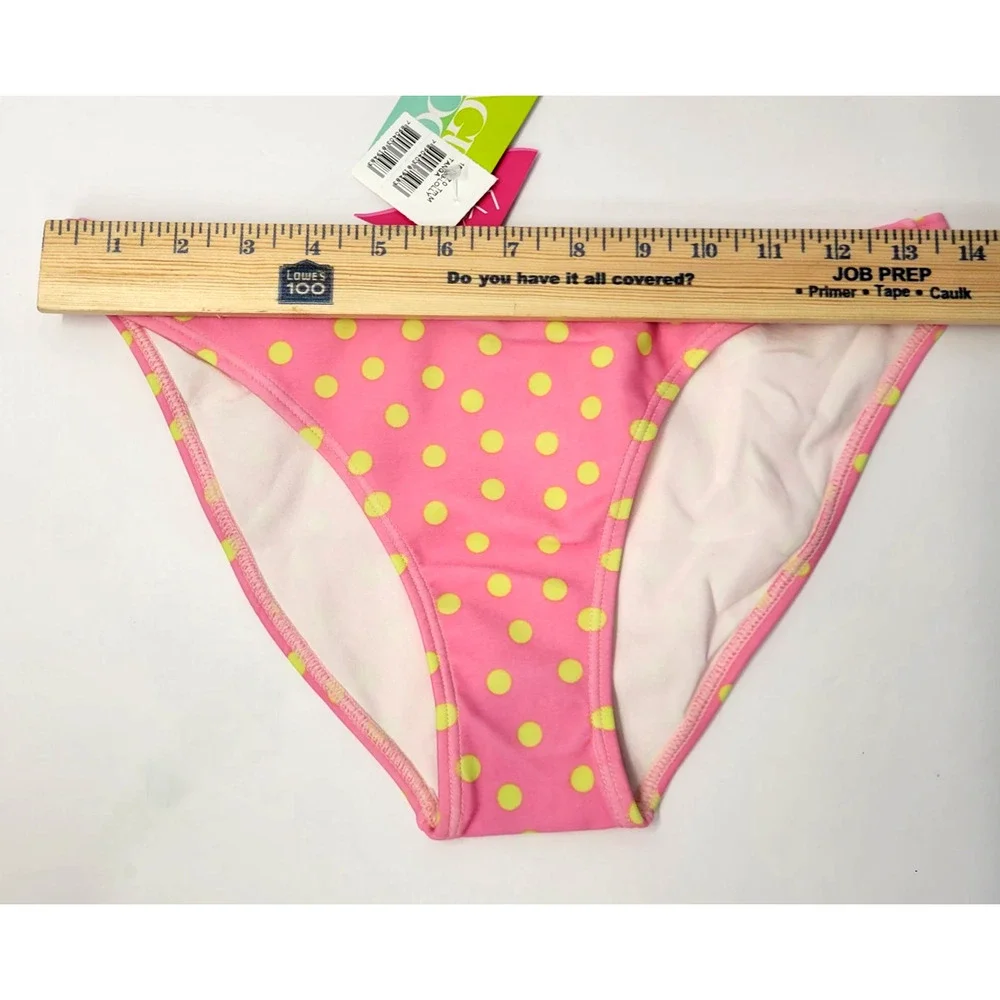 Pink Polka Dot Bikini Bottom Womens Medium Retro Beach‎ Babe Bright NEW